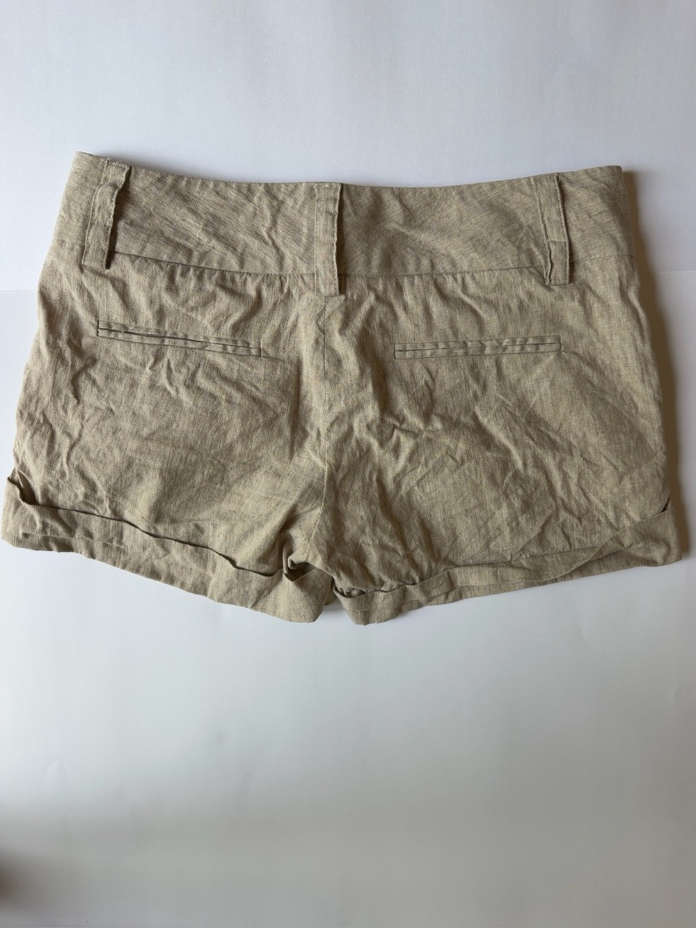 Alice + Olivia Beige Linen Blend Cuffed Shorts Size 4 - Picture 2 of 5